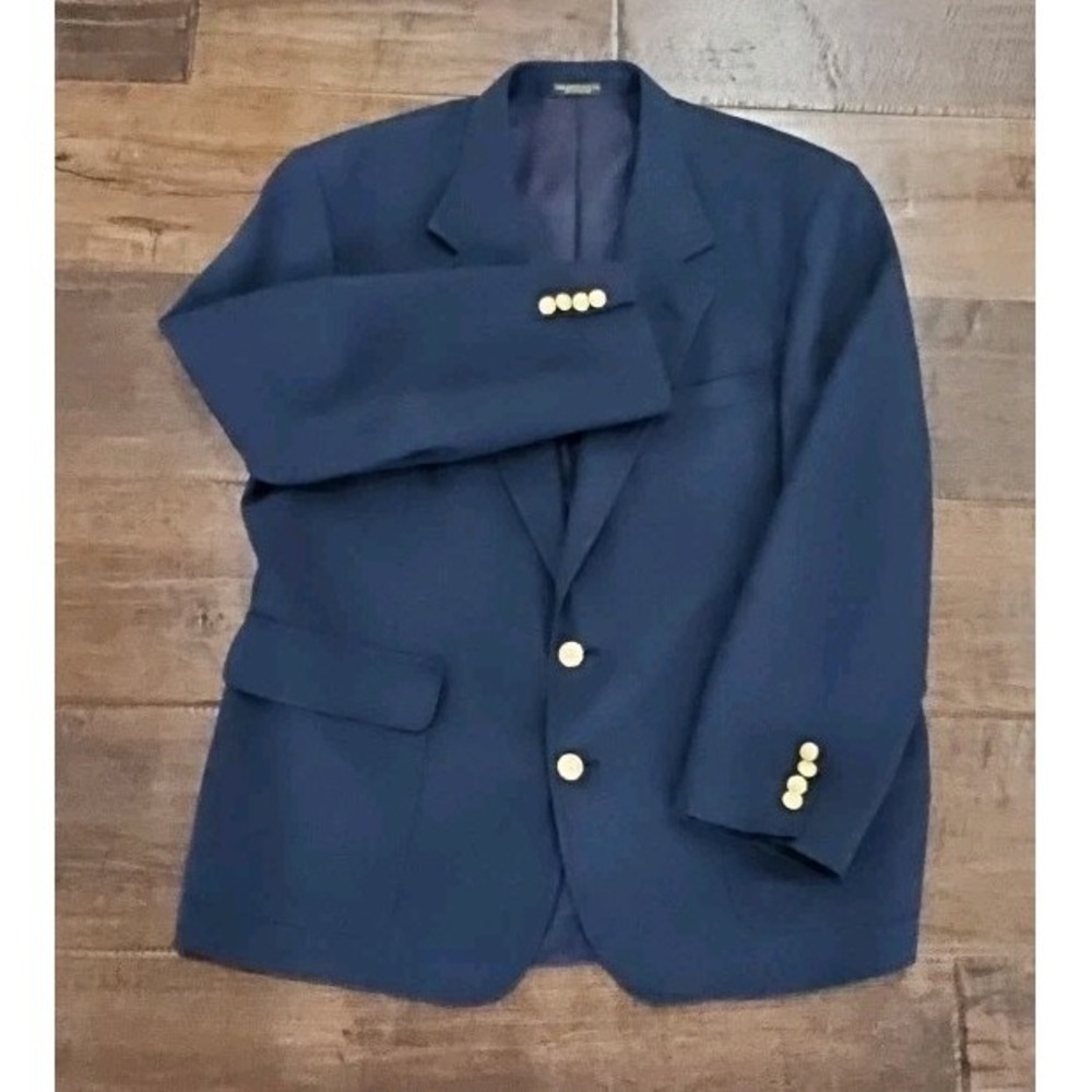 HARDWICK CLOTHES VINTAGE mens Navy sport coat suit jacket blazer 48S Military